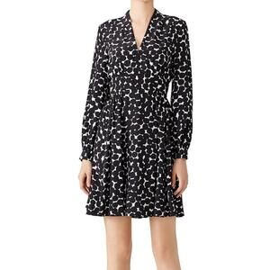 Kate Spade New York Black & White Long Sleeve 100% Silk Polka Dot Dress - Size 8